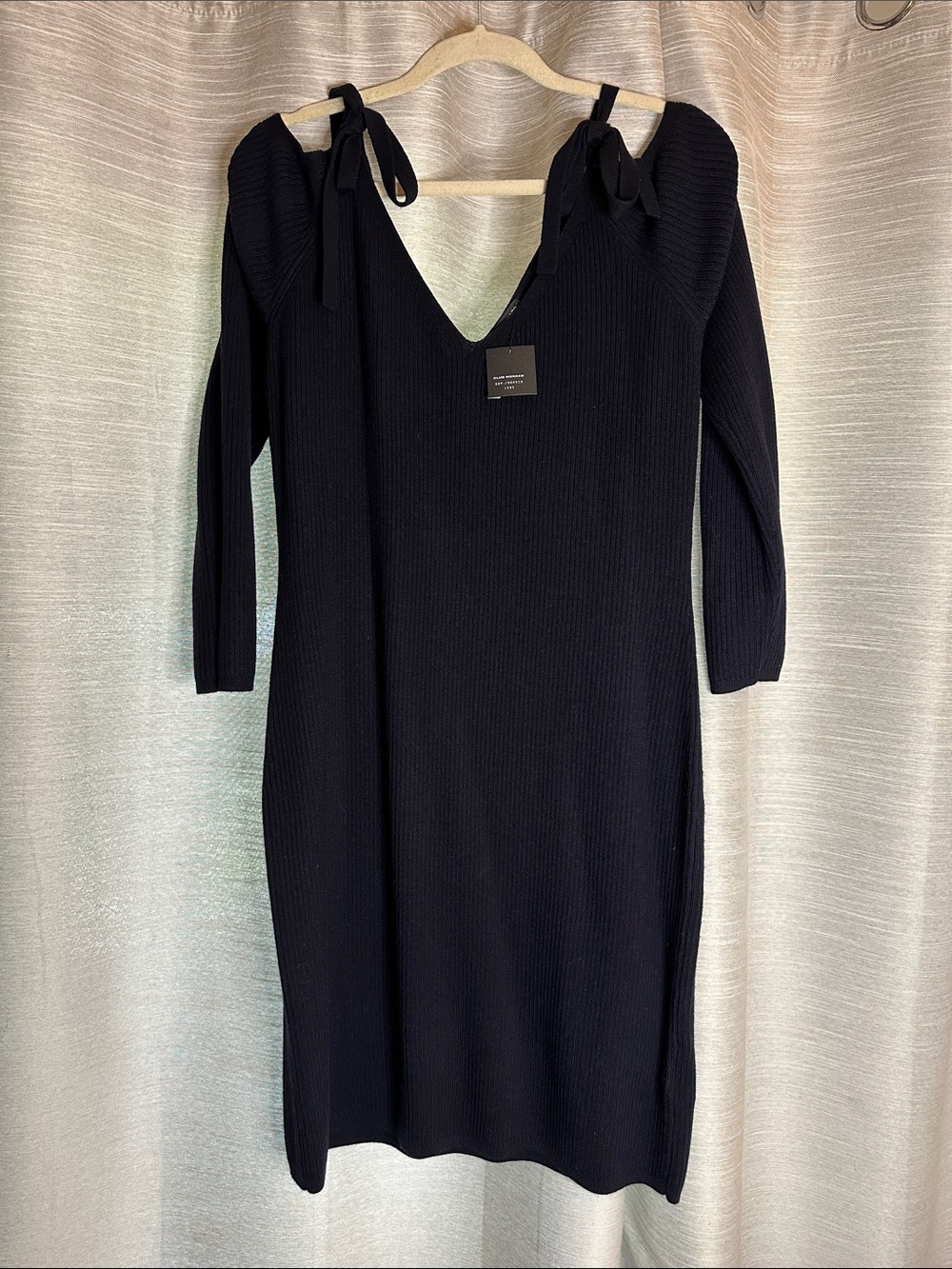 Club Monaco Tie-Shoulder Zyvina Navy Sweater Dress
